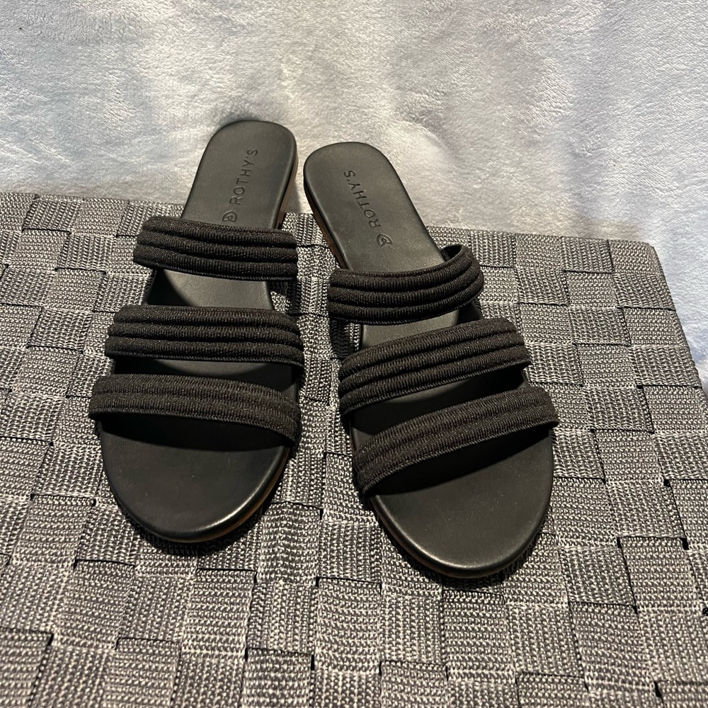 Rothy’s Black 3 strap Sandals